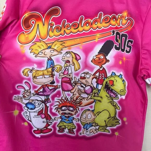 Nickelodeon Cartoon Baseball Jersey Women’s small Hot Pink 90’s - Picture 6 of 6